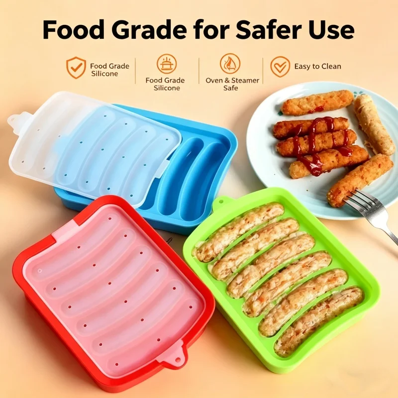 Hot Dog Press - Gıda sınıfı silikon sosis kalıbı kapaklı
