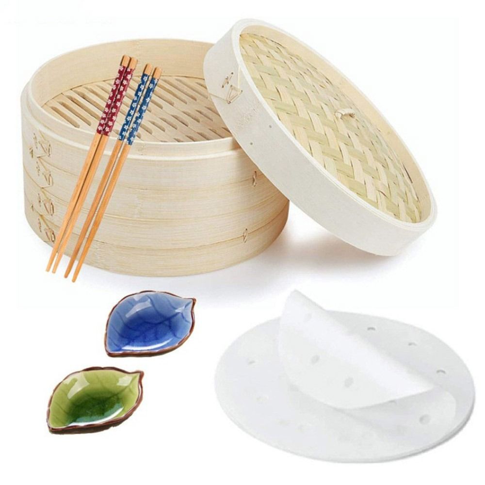 Bao Steamer Bamboo - Çin Bambu Buharlı Pişirici, Kapaklı Dimsum