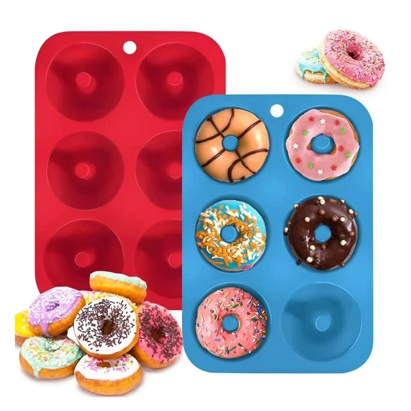 Donut Mold Silicone - 6 delikli silikon çörek kalıp fırın