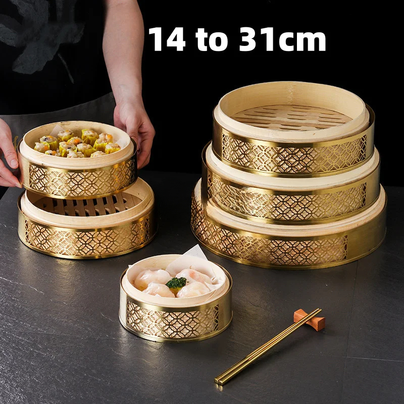 Bao Steamer Bamboo - Çin Bambu Dimsum Kapaklı Mantı Buharlayıcıları,