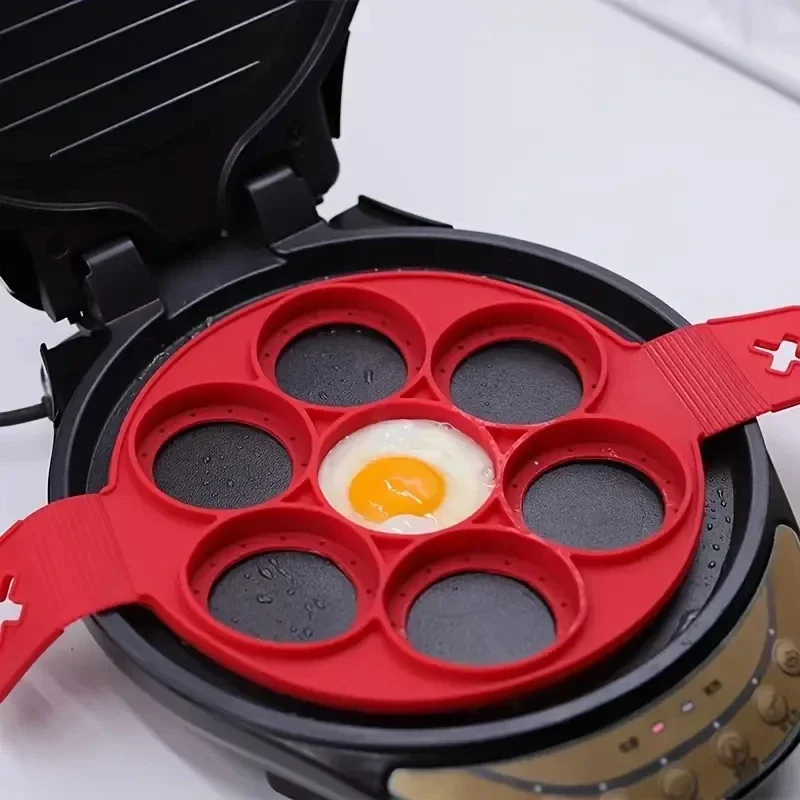 Egg Waffle Pan - Silikon 7 delikli Dairesel kızartma tavası