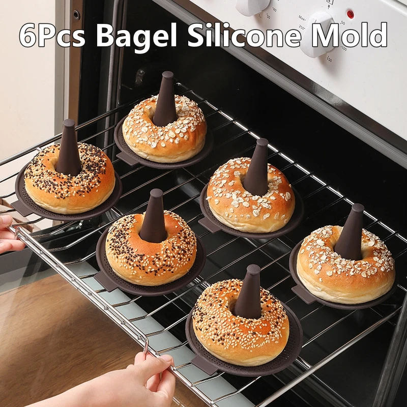 Donut Mold Silicone - 6 adet Bagel araçları silikon kalıp