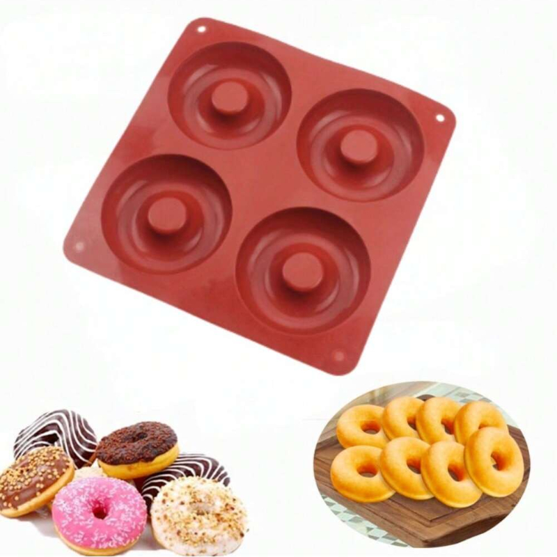 Donut Mold Silicone - 1 adet 4 delik Donut silikon