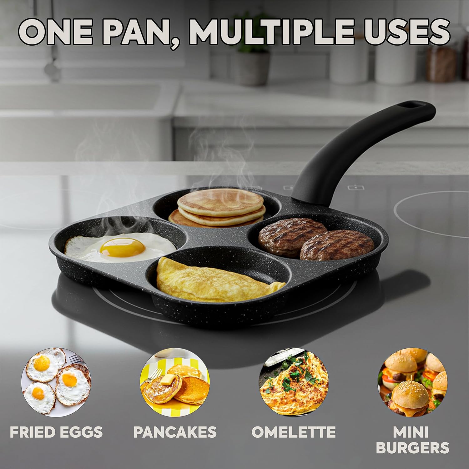 Mini Pancake Griddle - Yumurta kızartma tavası yapışmaz gözleme tavası