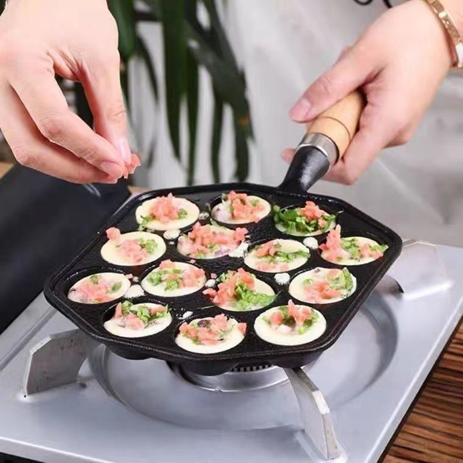 14 delik Takoyaki Pan yapışmaz - Egg Waffle Pan incelemesi ve fiyatı